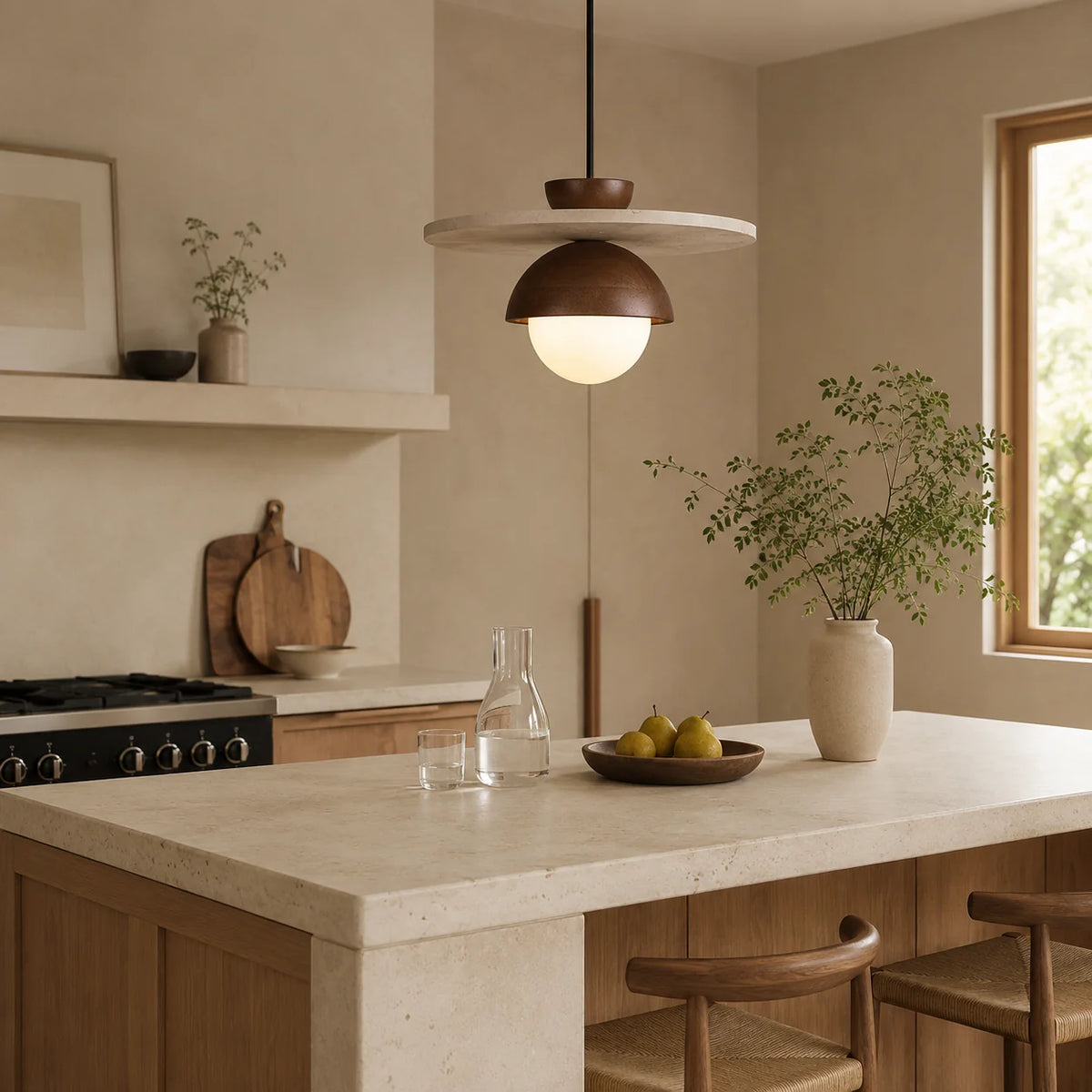 Lunvar Travertine Globe Pendant Light 6