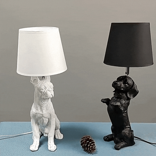 LuxRoyale ArtPuppy Deco Style Table Lamp - Charming Iron Dog Design for Elegant Lighting