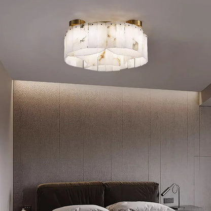 RoyaleGlow Modern Alabaster Flush Mount Ceiling Light for Living Room & Hotel