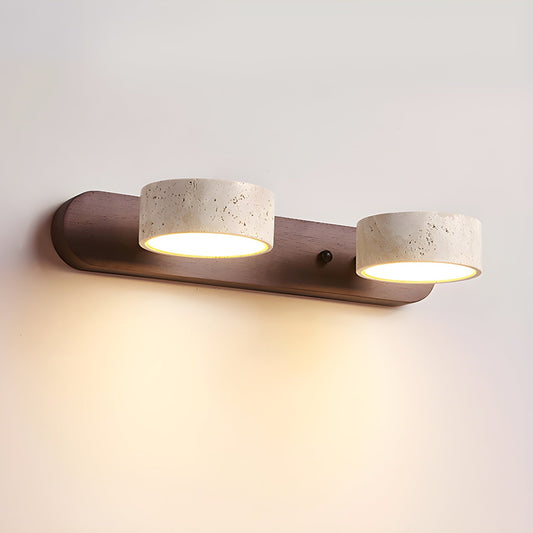 Luxora Travertine & Wood Wall Sconces - Elegant Travertine Duo Rotatable Wall Light