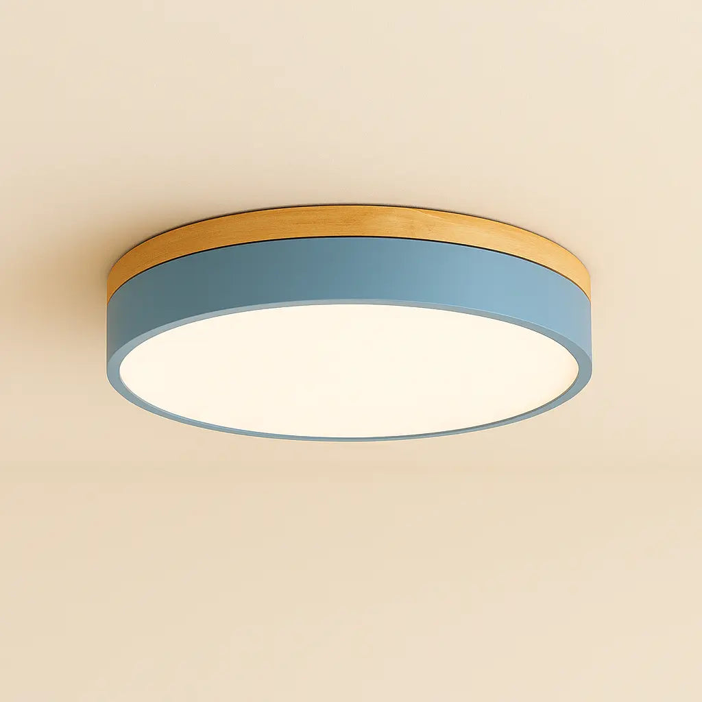 Luxora Flush Mount Ceiling Light with Wooden Accents for Scandinavian Decor 0