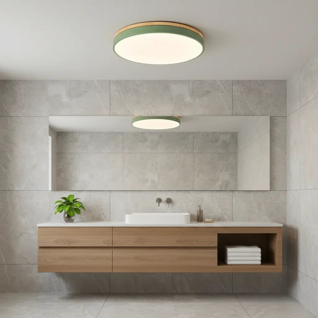 Luxora Flush Mount Ceiling Light with Wooden Accents for Scandinavian Decor 1