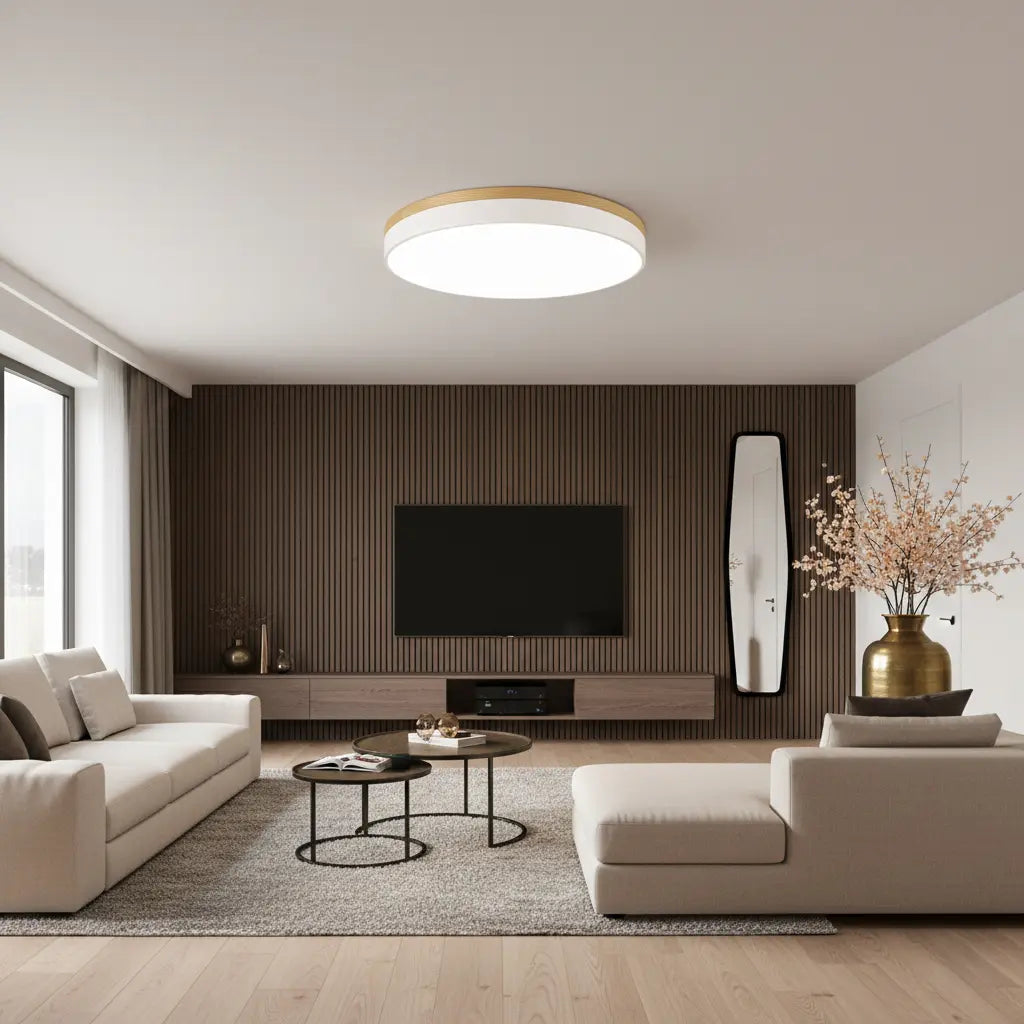 Luxora Flush Mount Ceiling Light with Wooden Accents for Scandinavian Decor 2