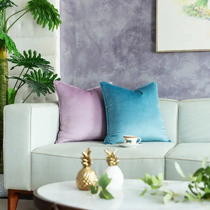 Luxora Luxe Velvet Cushion Cover with Flannel Edge for Stylish Interiors 2