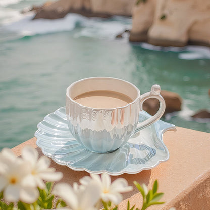 Luxora Mermaid Tea Cup Set with Iridescent Shell Design for Coastal Elegance 3