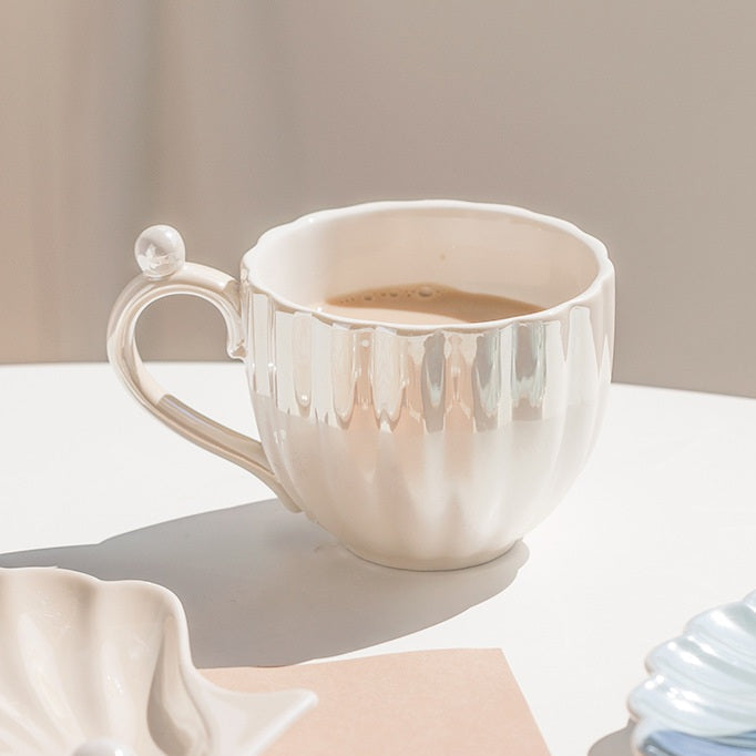 Luxora Mermaid Tea Cup Set with Iridescent Shell Design for Coastal Elegance 4