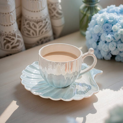 Luxora Mermaid Tea Cup Set with Iridescent Shell Design for Coastal Elegance 6