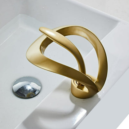 Luxora Modern Brass Bathroom Faucet with Waterfall Spout & Single Handle Hot & Cold
