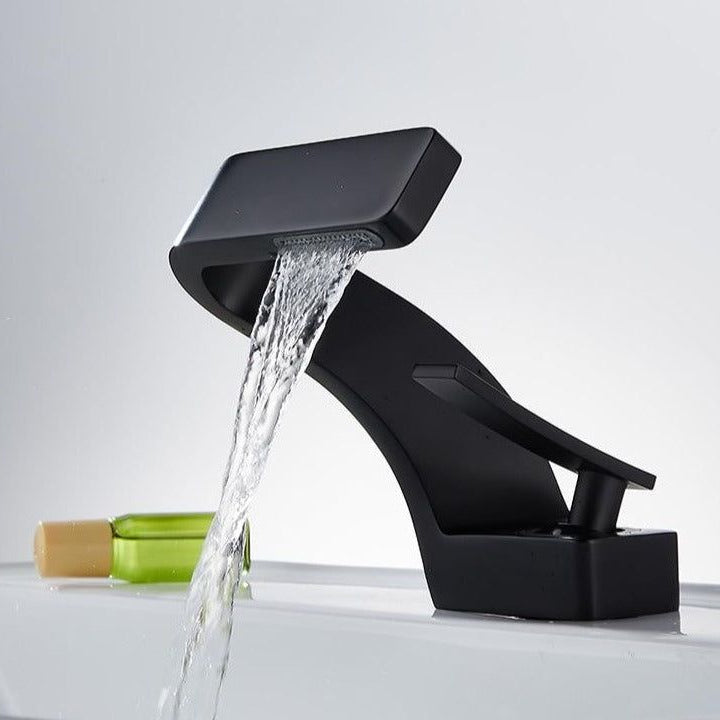 Luxora Modern Curved Bathroom Faucet with Polished Chrome Finish and Hot and Cold Mixer