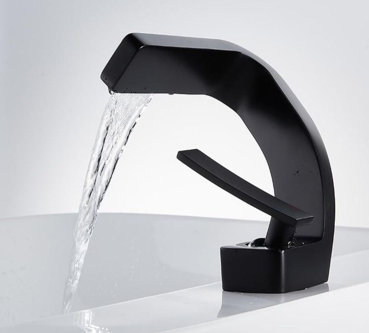 Luxora Modern Curved Bathroom Faucet with Polished Chrome Finish and Hot and Cold Mixer