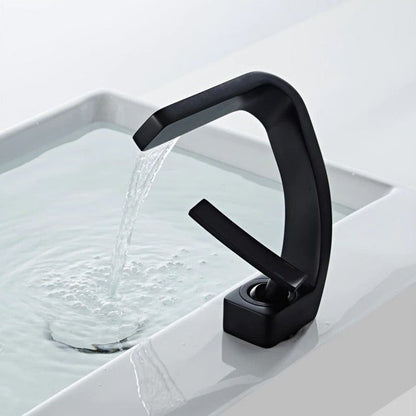 Luxora Modern Curved Bathroom Faucet with Polished Chrome Finish and Hot and Cold Mixer