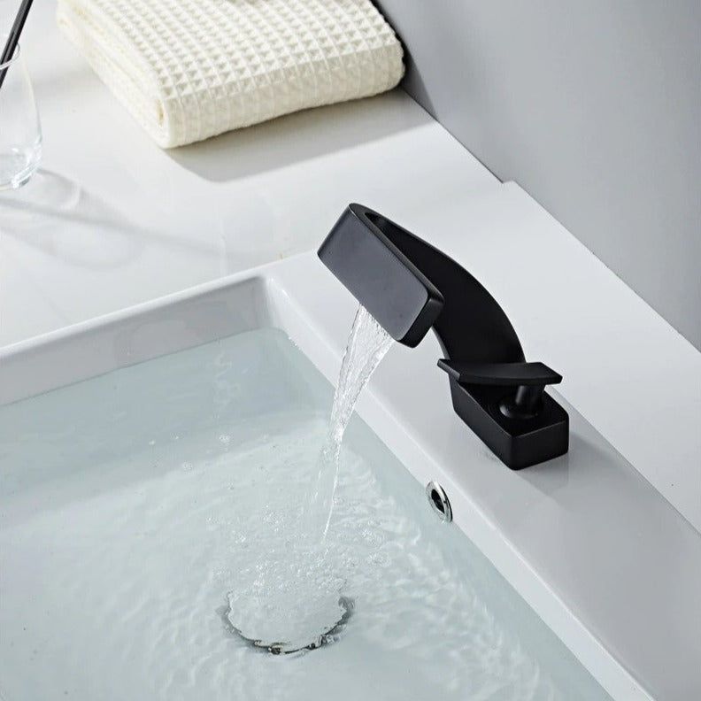 Luxora Modern Curved Bathroom Faucet with Polished Chrome Finish and Hot and Cold Mixer