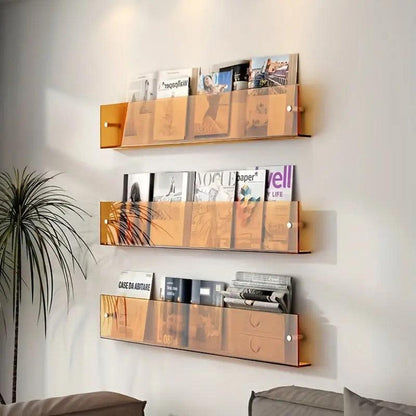 Luxora Floating Acrylic Wall Shelves- 2 Pack Modern Book Magazine Storage Rack