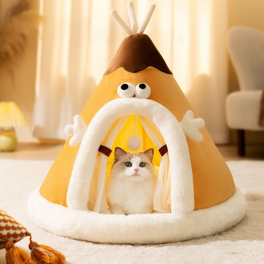 Luxora Tent-Shaped Cat Bed with Soft Cotton Padding and 3D Memory Sponge Support 0