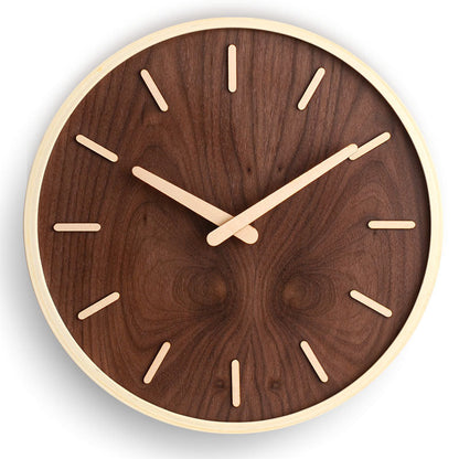 Luxora Walnut Wall Clock with Silent Mechanism and Modern Design 5