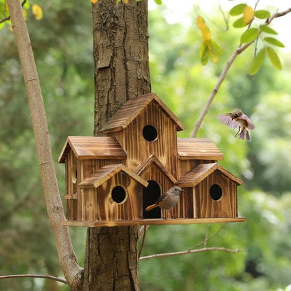 Luxora Wooden Birdhouse with Rustic Design - Durable Safe Shelter for Birds