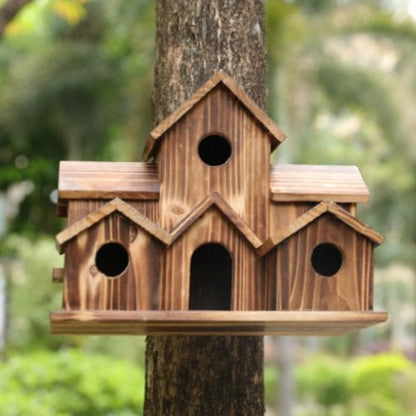 Luxora Wooden Birdhouse with Rustic Design - Durable Safe Shelter for Birds