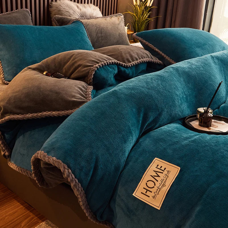 Luxurious Velvet Fleece Duvet Cover Set - PlushHaven 4