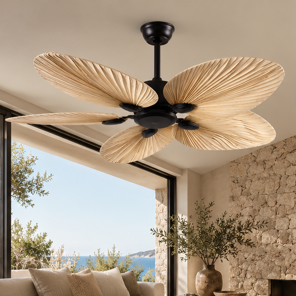 Royelux Tropical Palm Leaf Ceiling Fan With Light And Remote Control