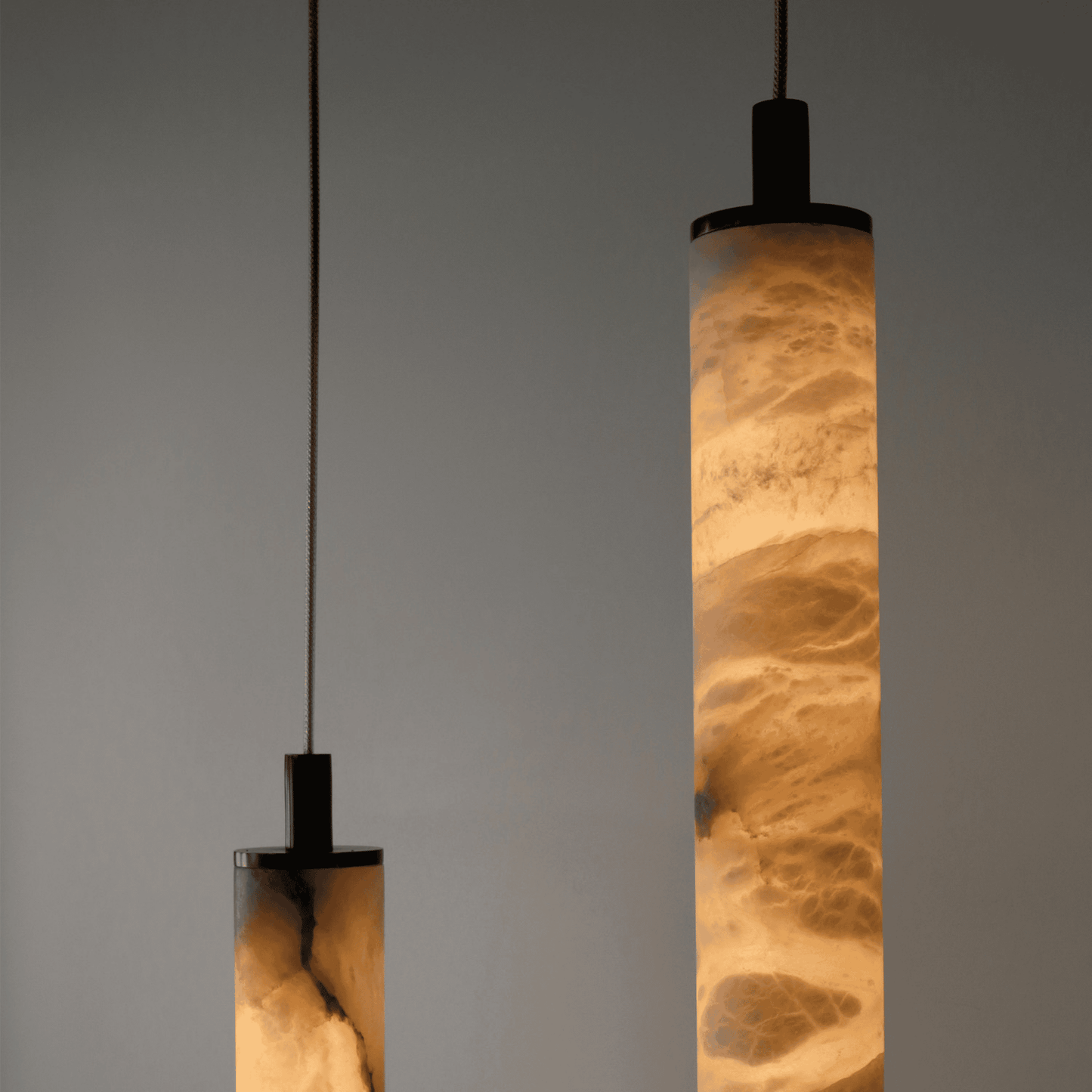 Luxury Black Cylinder Natural Stone Pendant Lamp