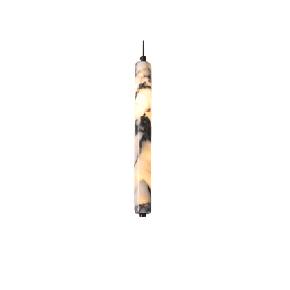Luxury Black Cylinder Natural Stone Pendant Lamp