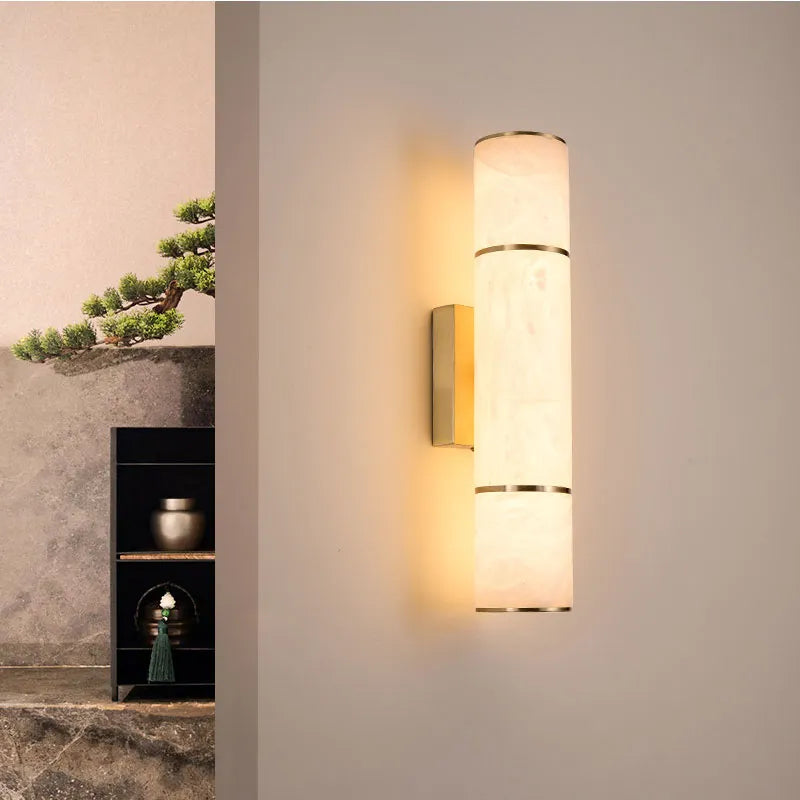 LuxRoyale Natural Marble Copper Alabaster LED Wall Lights - Northern European Luxury Lighting