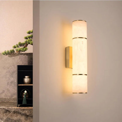 LuxRoyale Natural Marble Copper Alabaster LED Wall Lights - Northern European Luxury Lighting