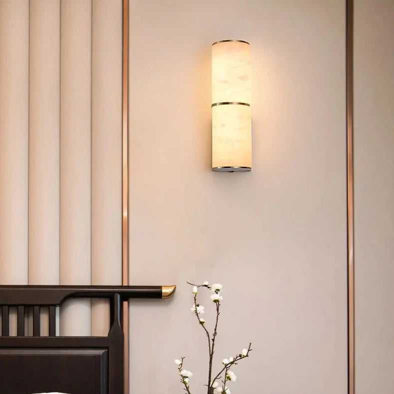 LuxRoyale Natural Marble Copper Alabaster LED Wall Lights - Northern European Luxury Lighting