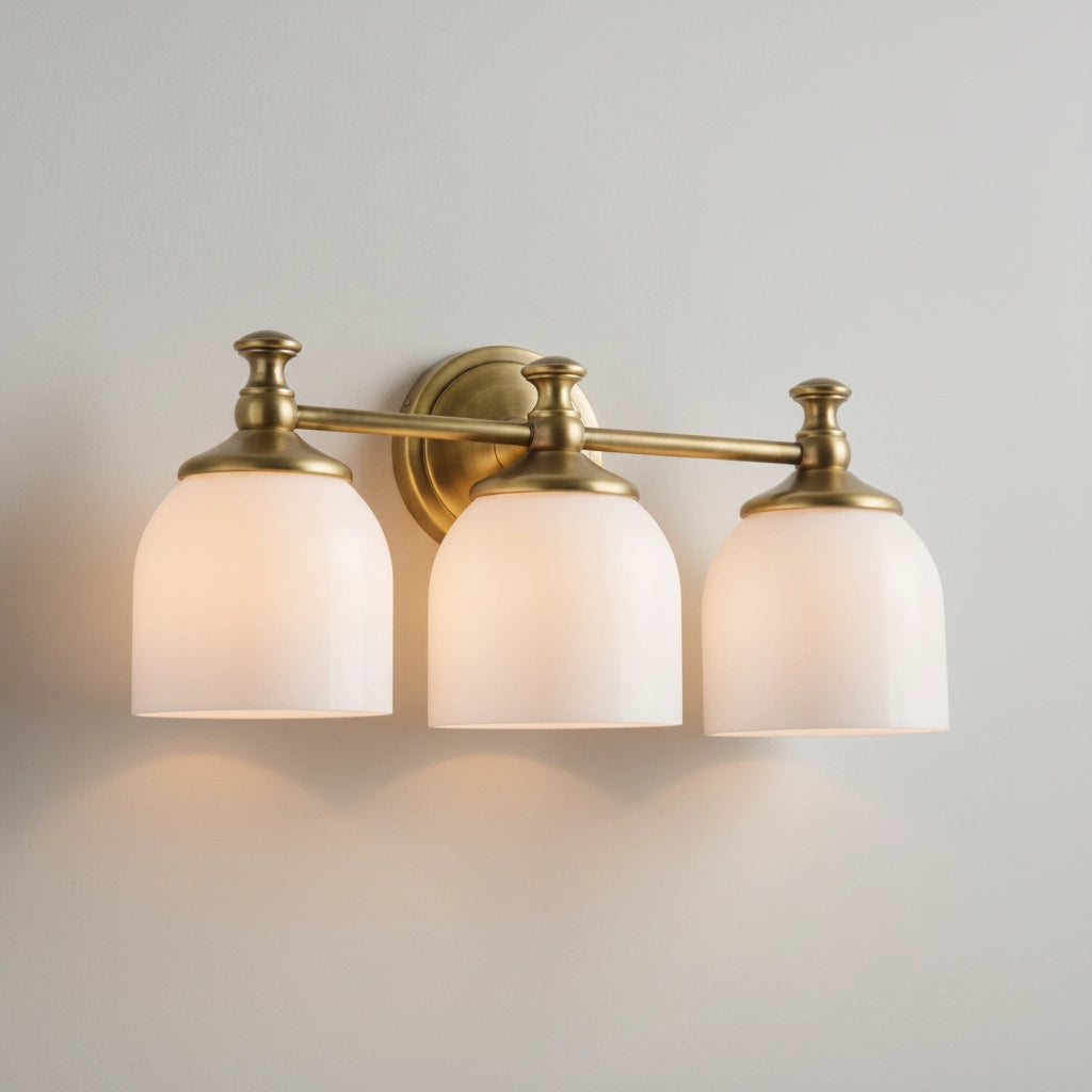 Lyra Brass Milk Glass Wall Sconce 10