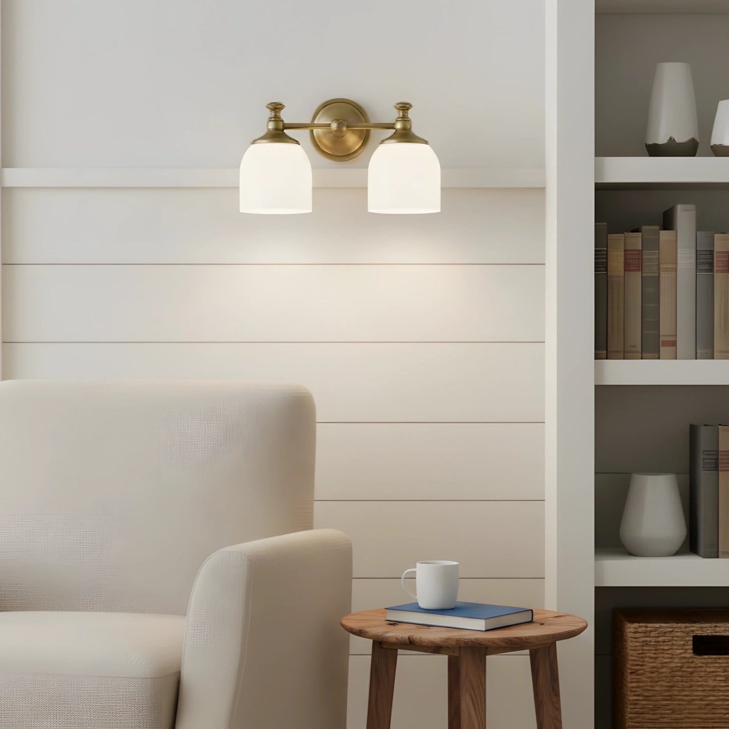 Lyra Brass Milk Glass Wall Sconce 2