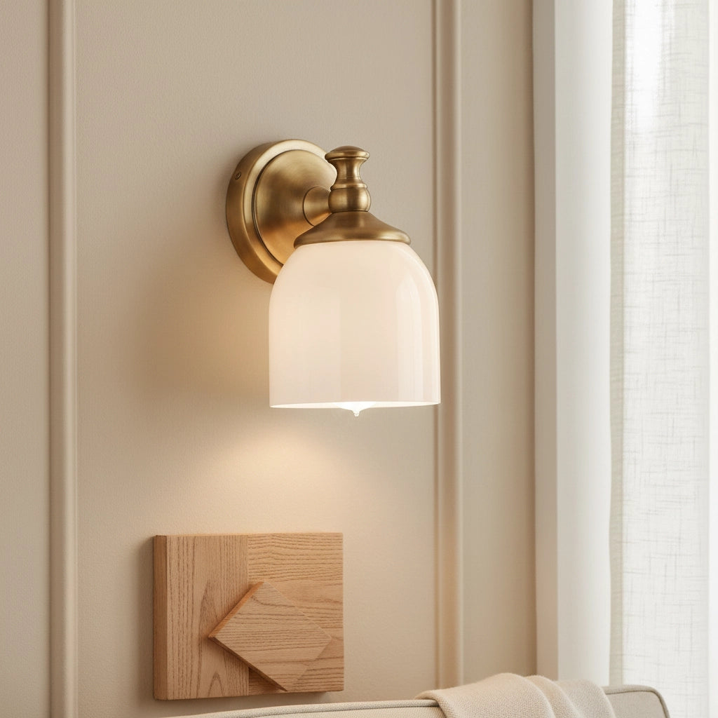 Lyra Brass Milk Glass Wall Sconce 3