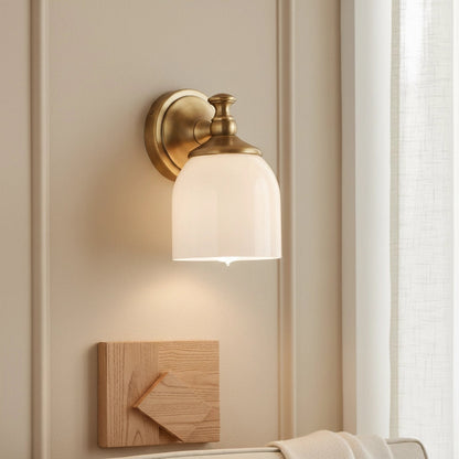 Lyra Brass Milk Glass Wall Sconce 3