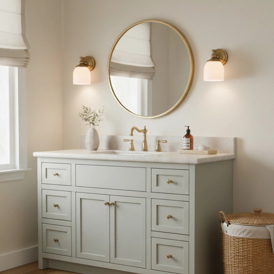 Lyra Brass Milk Glass Wall Sconce 5