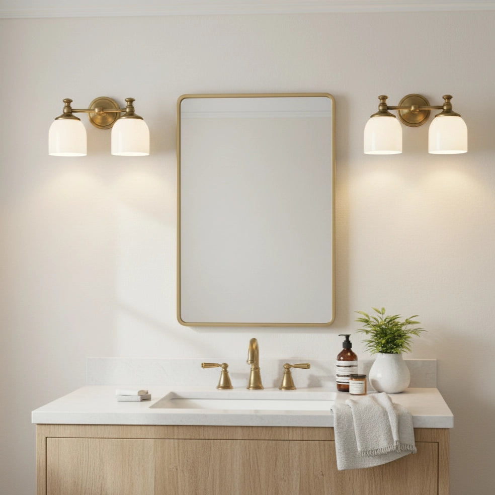 Lyra Brass Milk Glass Wall Sconce 6