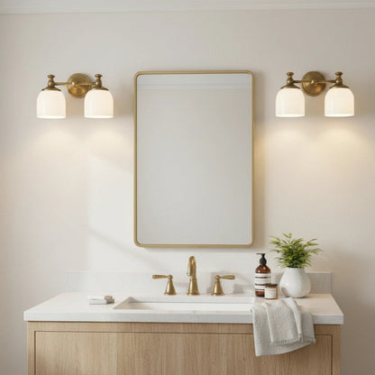 Lyra Brass Milk Glass Wall Sconce 6