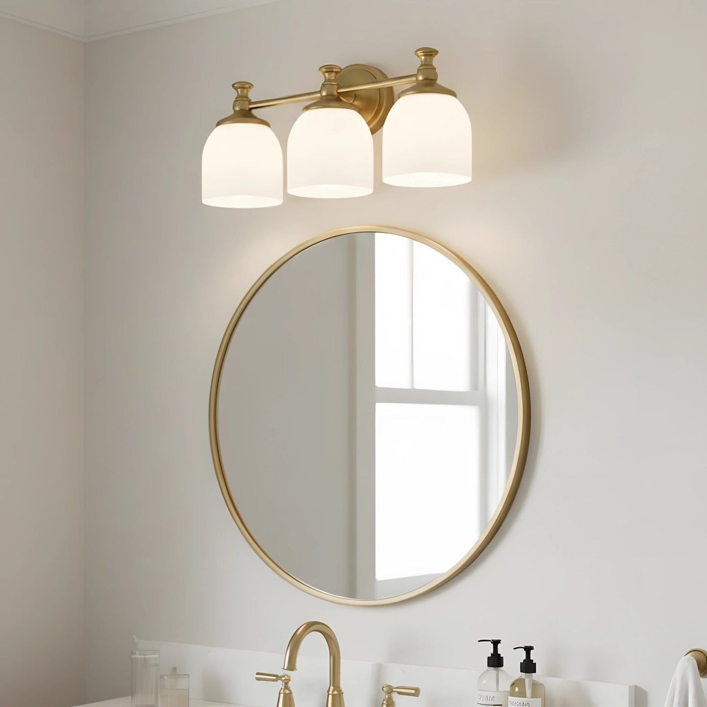 Lyra Brass Milk Glass Wall Sconce 7