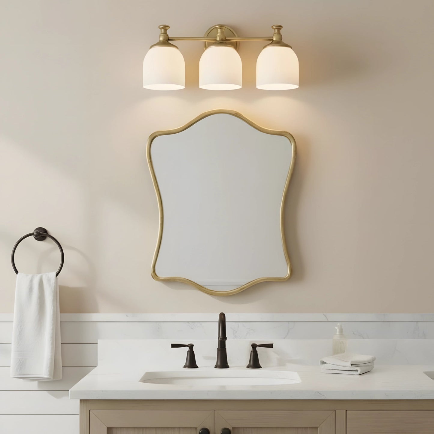 Lyra Brass Milk Glass Wall Sconce 8