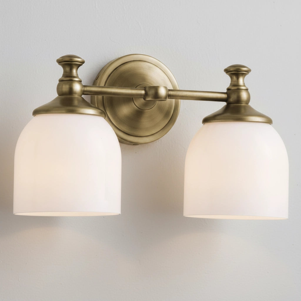 Lyra Brass Milk Glass Wall Sconce 9