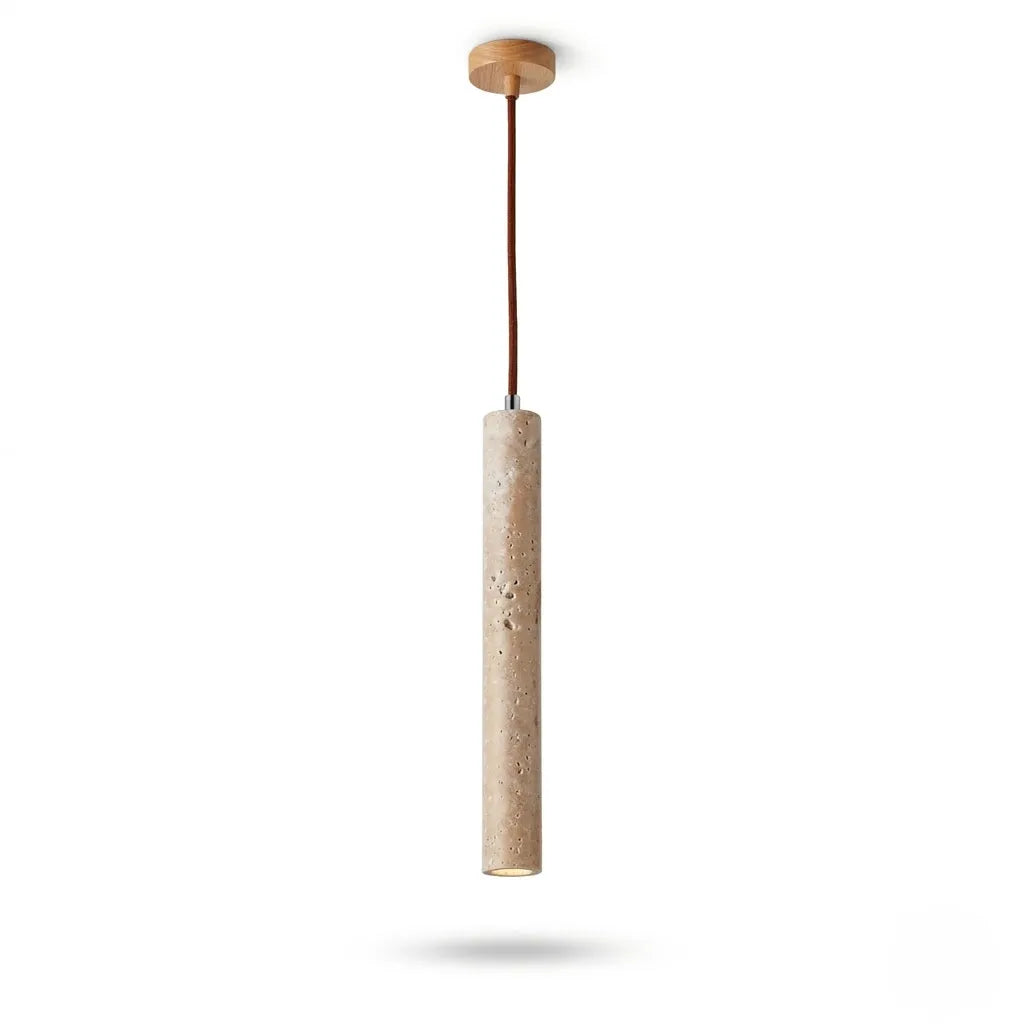 Marbled Travertine Cylinder Pendant Light 0