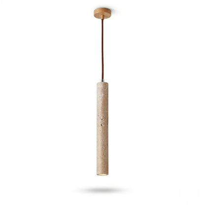 Marbled Travertine Cylinder Pendant Light 0