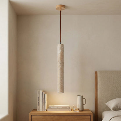 Marbled Travertine Cylinder Pendant Light 2