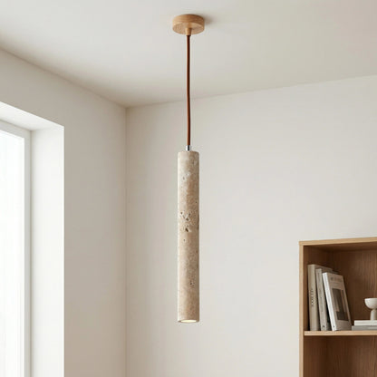 Marbled Travertine Cylinder Pendant Light 4