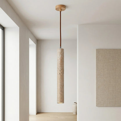 Marbled Travertine Cylinder Pendant Light 5