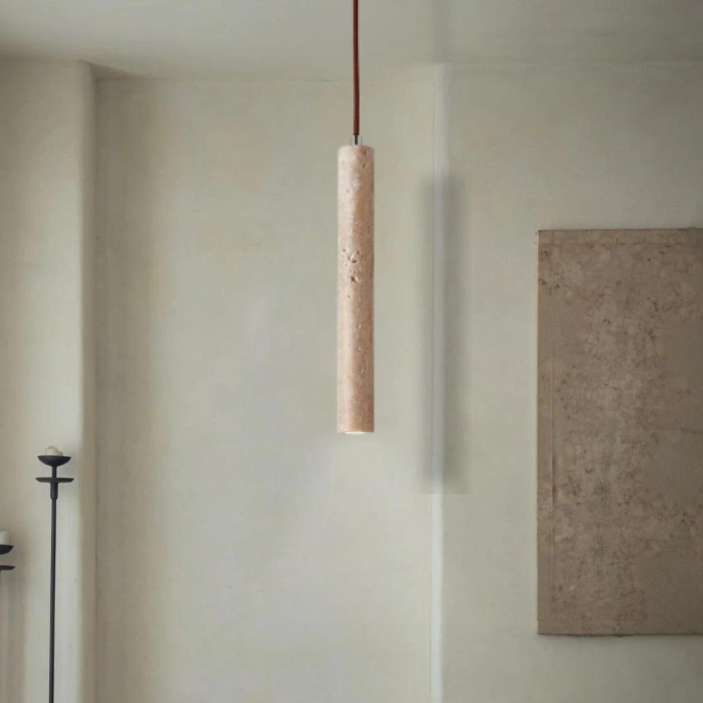 Marbled Travertine Cylinder Pendant Light 7