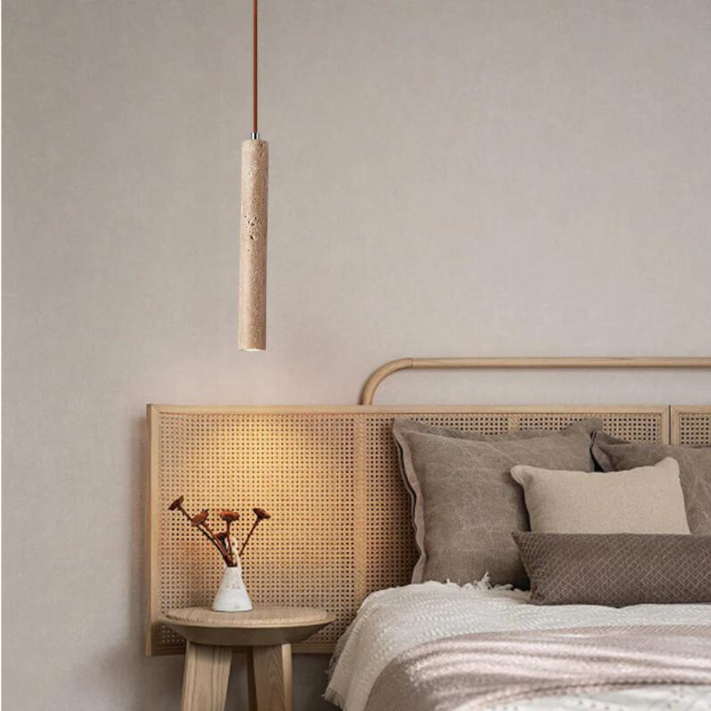 Marbled Travertine Cylinder Pendant Light 8