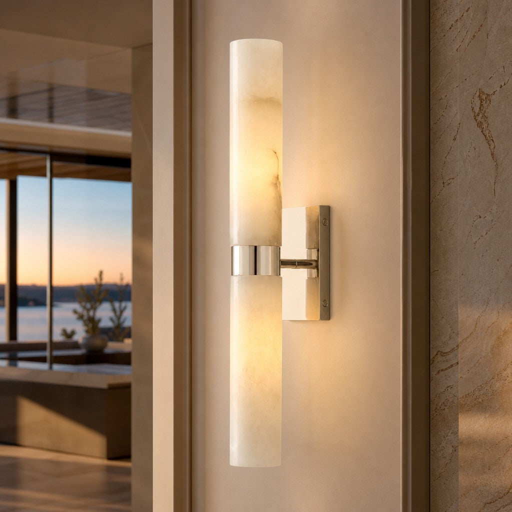 Marcellus Modern Alabaster Double Tube Wall Sconce 0