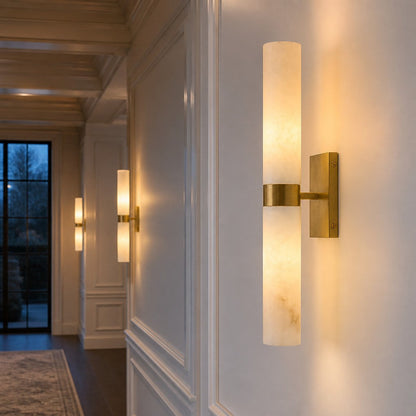 Marcellus Modern Alabaster Double Tube Wall Sconce 2