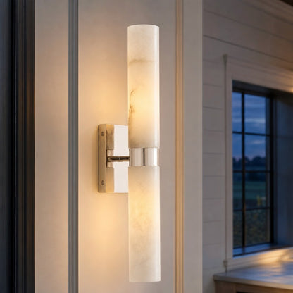 Marcellus Modern Alabaster Double Tube Wall Sconce 3