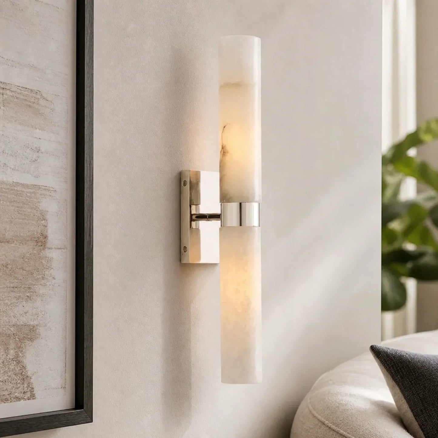 Marcellus Modern Alabaster Double Tube Wall Sconce 4