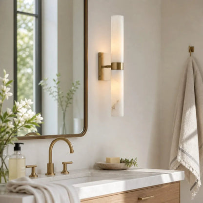 Marcellus Modern Alabaster Double Tube Wall Sconce 6